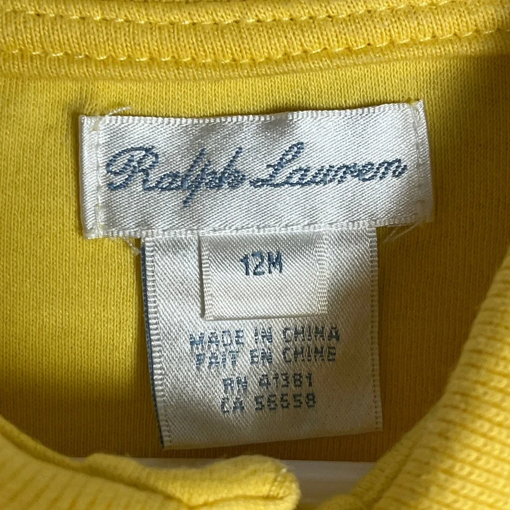 Ralph Lauren Baby Boys Yellow Long Sleeve Polo Romper Jumpsuit 12M‎